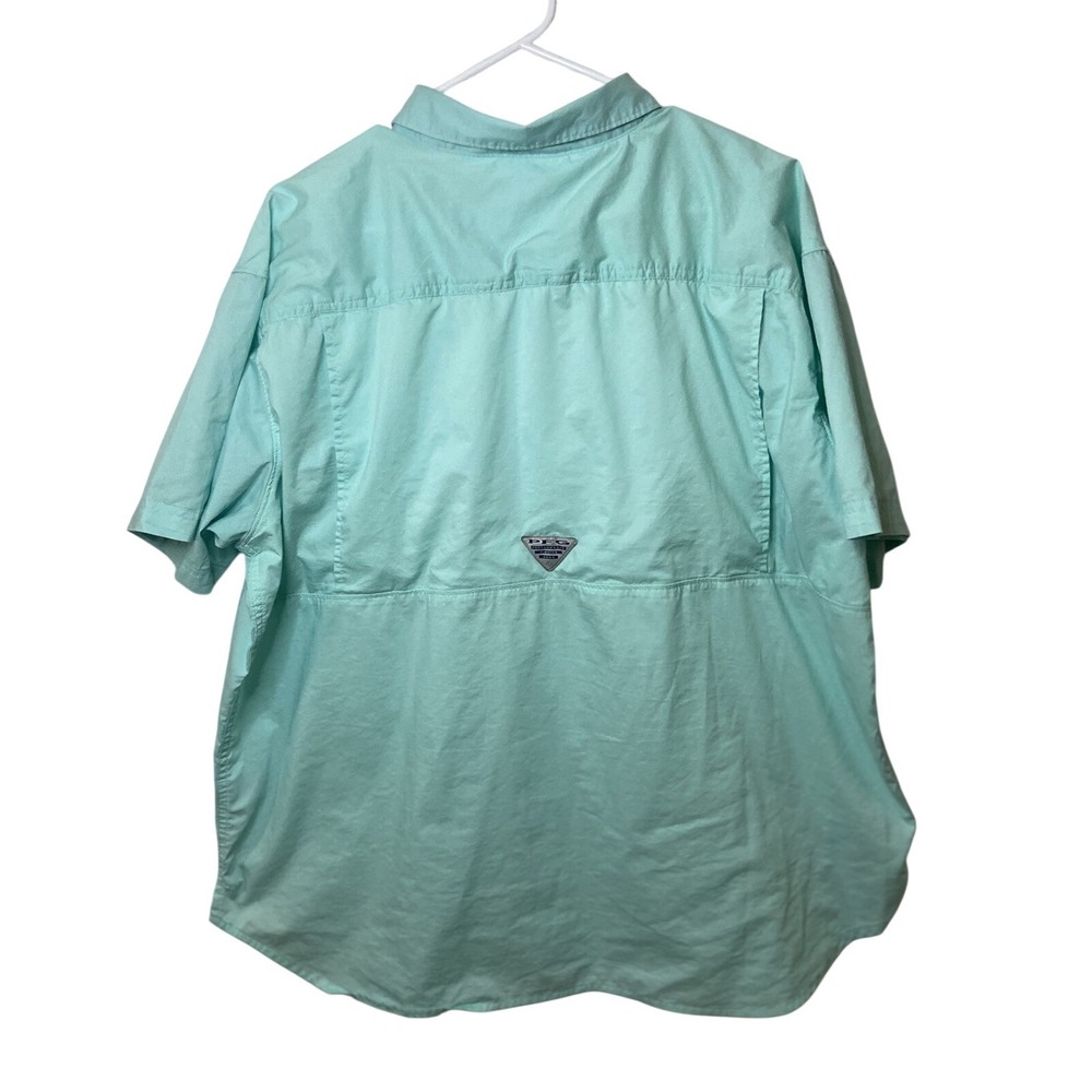Columbia PFG Mens XXL‎ Short Sleeve Fishing Shirt Seafoam Green Button Down - Picture 2 of 15